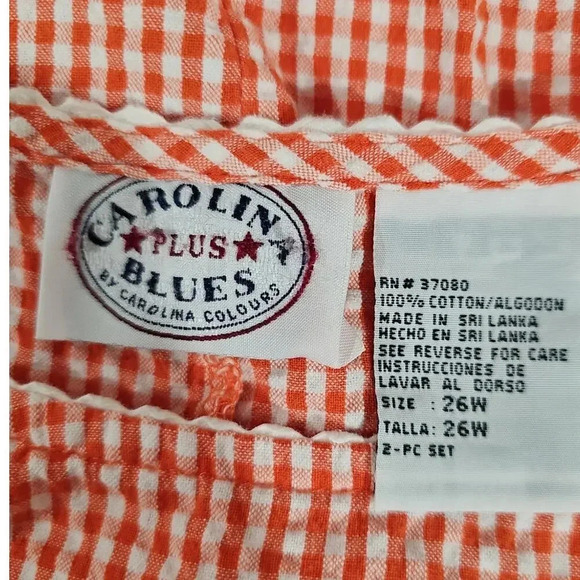 Carolina Blues Checkered Midi Dress Orange Size 26 - Picture 4 of 5